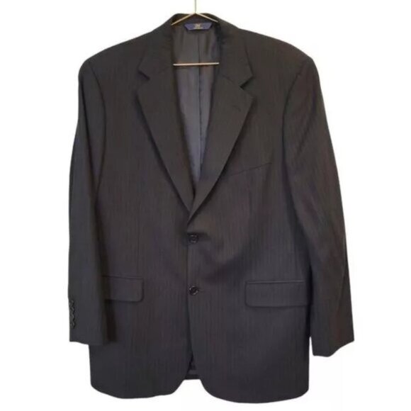 346 Brooks Brothers Wool Blend Pin Striped Blazer Jacket Black - Picture 1 of 7